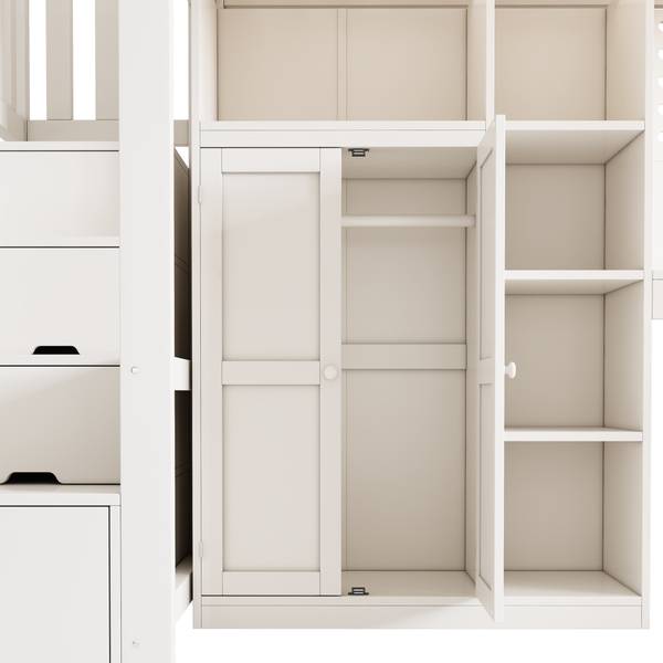 Stapelbed SHEFBuch Ⅰ wit - grenenhout - 97 x 170 x 253 cm