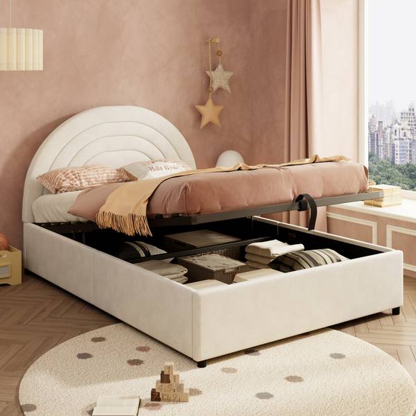 Kinderbett ArcZoom Ⅰ Beige - Samt - 145 x 97 x 212 cm