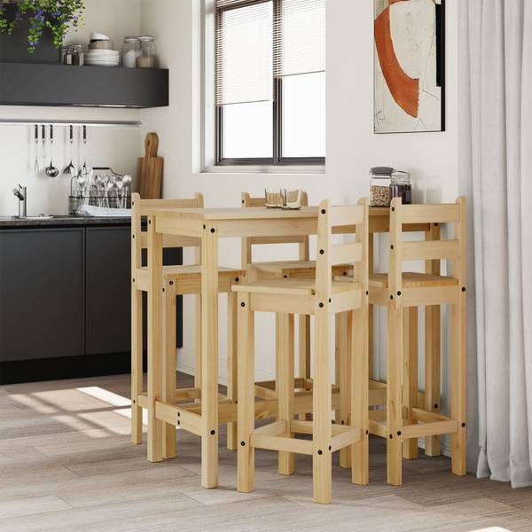 Bar-Set 5er Set XT2380 Braun - Massivholz - 57 x 101 x 112 cm