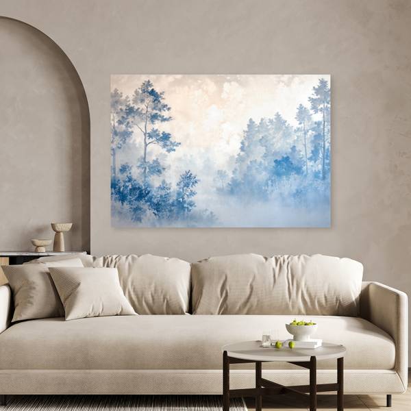 Wandbild wald nebel morgen natur 120 x 80 cm