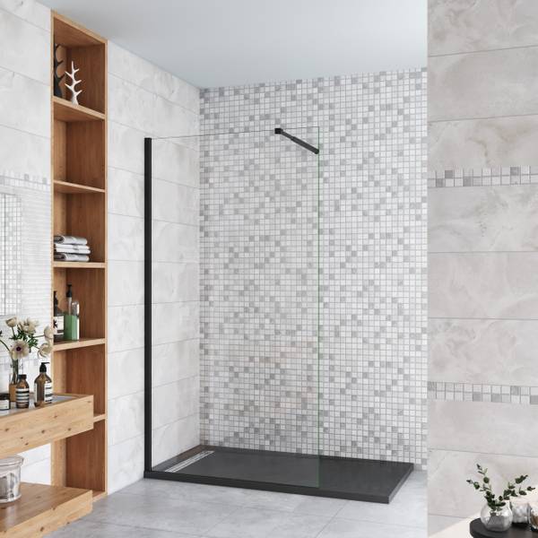 schwarze Duschwand Walk-In Schwarz - Sicherheitsglas - 60 x 200 x 1 cm