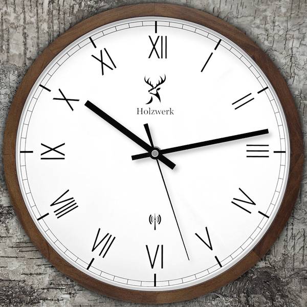 Funk-Wanduhr DUISBURG Braun - Weiß