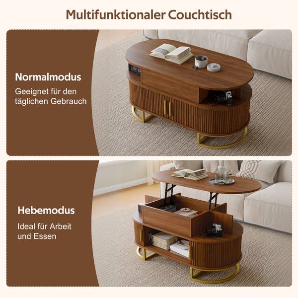 Couchtisch Hermes Ⅷ Braun - Holzwerkstoff - 100 x 64 x 50 cm