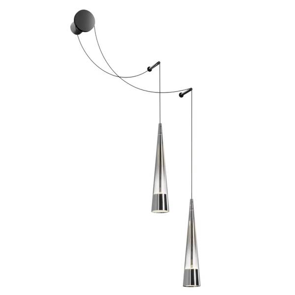 Wandleuchte Modern Jo Schwarz - Silber - Aluminium - 49 x 229 x 39 cm