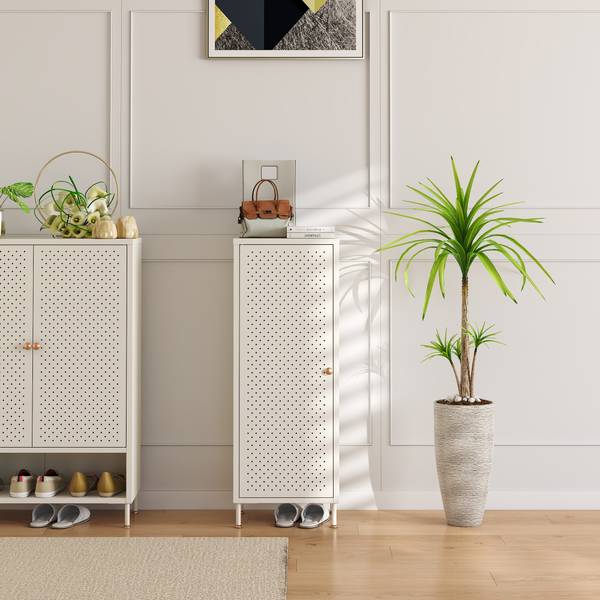 Schuhschrank Coleraine II. Weiß - Stahl - 43 x 115 x 35 cm