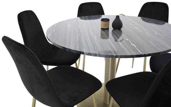 Ensemble de salle à manger Estelle 9 Noir - Bois massif - 106 x 75 x 106 cm