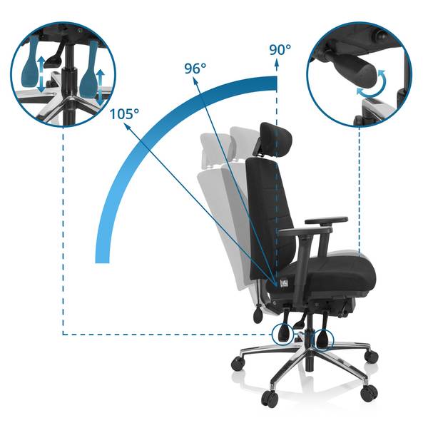 Bürostuhl PHOENIX PRO I Schwarz - Polyester - 70 x 144 x 56 cm