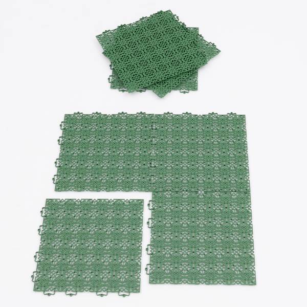Kunststoff Bodenfliese Klicksystem Ibiza Grün - Textil - 38 x 1 x 38 cm