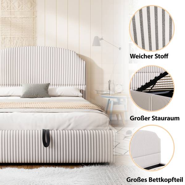 Polsterbett Aphrodite Ⅰ Weiß - Holzwerkstoff - Metall - Textil - 148 x 111 x 212 cm