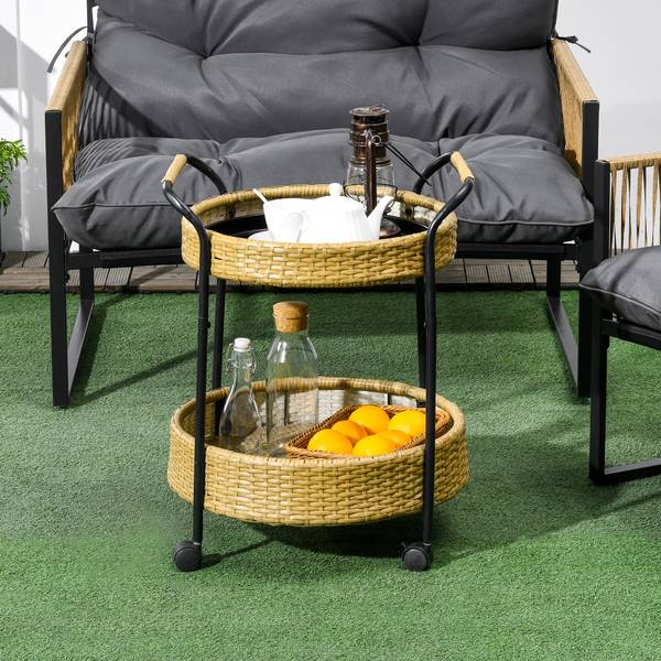 Rattan Serving Cart 867-190V00YL Gelb - Polyrattan - 50 x 66 x 50 cm