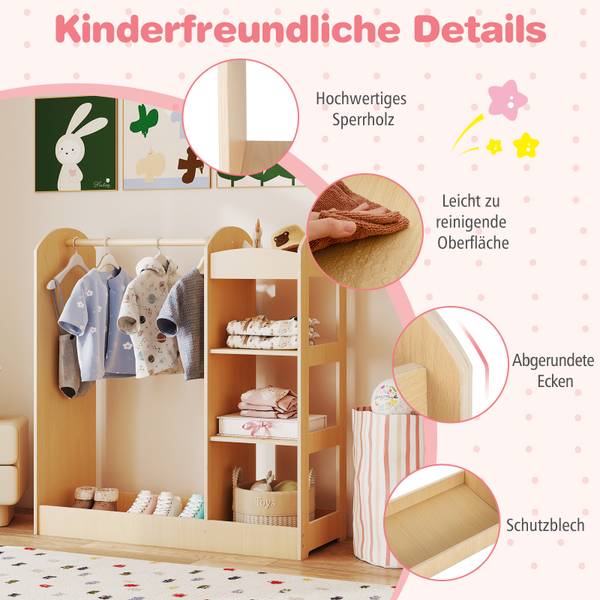 Kleidergarderobe für Kinder 30651748 Beige - Massivholz - 94 x 100 x 38 cm
