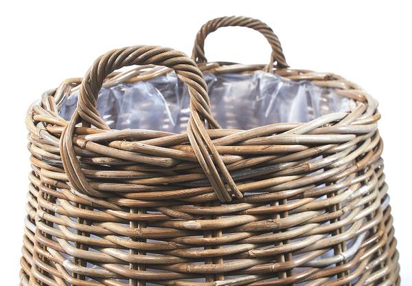 Pflanzkübel RATTANXXLROUND Grau - Rattan - 48 x 36 x 48 cm
