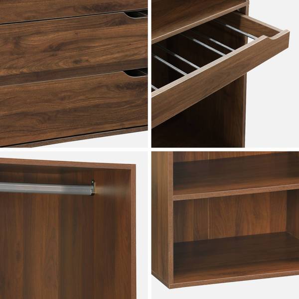 Kleiderschrank Nepal Braun - Holz teilmassiv - 200 x 180 x 45 cm