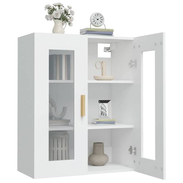 Hangkast 3014136 wit - plaatmateriaal op houtbasis - glas - 69 x 90 x 34 cm