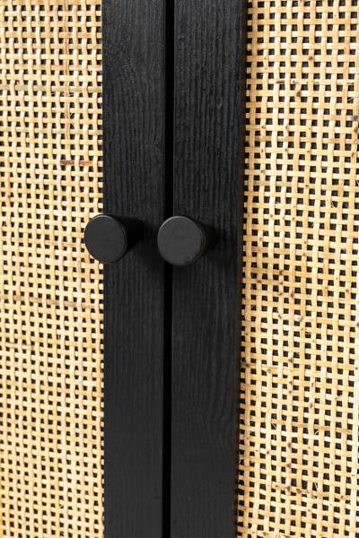Beistelltisch LI Schwarz - Massivholz - 38 x 55 x 150 cm