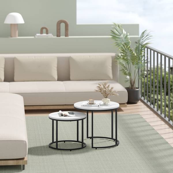 Couchtisch LINA 2er-Set Marmor Weiß Dekor