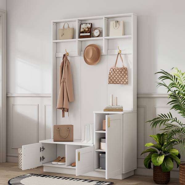 Garderoben-Set Neptunus Ⅱ Weiß - Holzwerkstoff - Metall - 12 x 200 x 120 cm