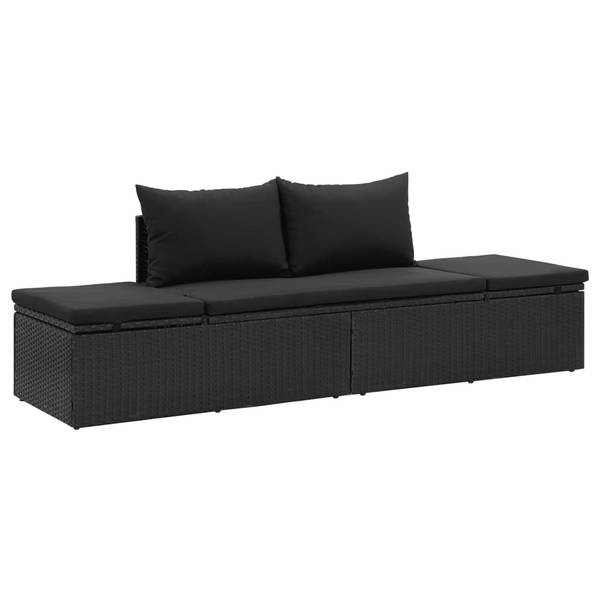 Ligbed 46224 zwart - staal - 60 x 60 x 195 cm