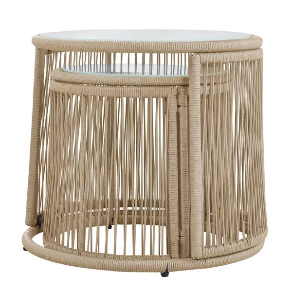 Salon de jardin 4 pièces Phanes Ⅱ Beige - Tissé à plat - Polyester - Fer - 124 x 80 x 187 cm