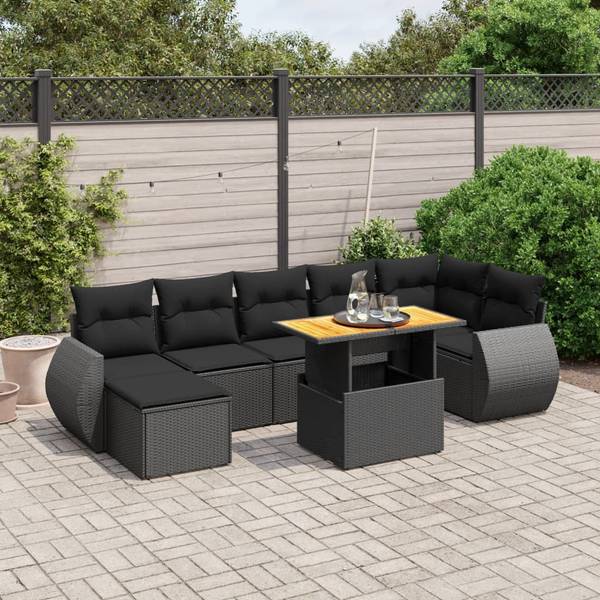 Loungeset 3037598-1 (8-delig) zwart - staal - 55 x 69 x 62 cm