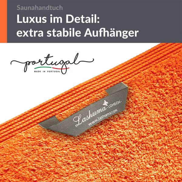 Saunahandtuch London 2er-Set Orange - Frottee - 80 x 1 x 200 cm