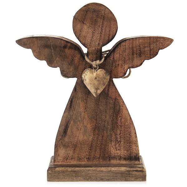 Engel Figur 351807 Braun - Massivholz - 7 x 30 x 27 cm