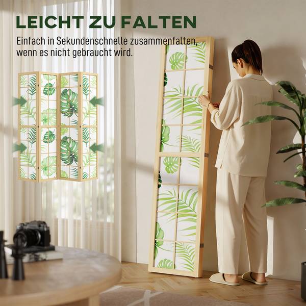 Paravent 83C-188V00GN Massivholz - 2 x 170 x 160 cm