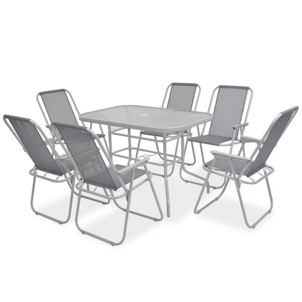 Garten-Essgruppe 8er Set DE898 Grau - Metall - 70 x 70 x 108 cm