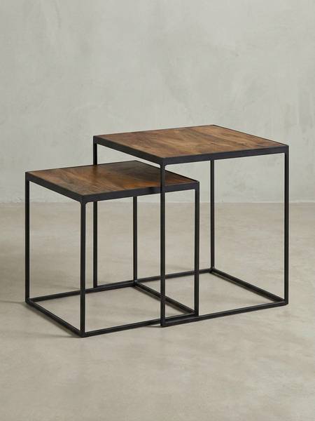 Satztisch ARQUATA 2er-Set Braun - Mango - 40 x 44 x 40 cm