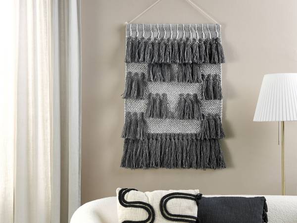 Stoffen wanddecoratie JIWA grijs - natuurvezel - 60 x 106 x 1 cm
