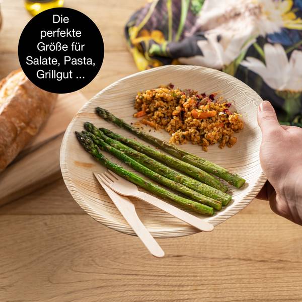 Palmblatt Geschirr Set (75-teilig) Holzwerkstoff - 21 x 12 x 21 cm