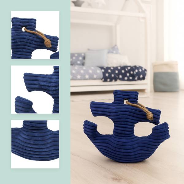 Deurstopper anker blauw - bruin - katoen - 42 x 38 x 28 cm