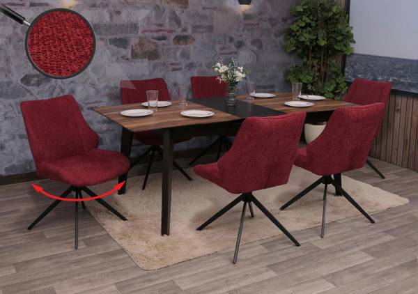 Eetkamerstoel O48 (set van 6) zwart - bordeauxrood