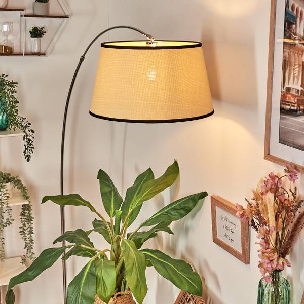 Stehlampe Tamarispa Beige - Schwarz - Webstoff - Aluminium - Marmor - 45 x 170 x 120 cm