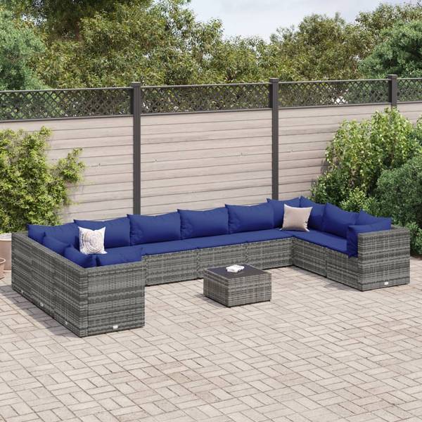 Garten-Lounge-Set 3043059-5 (11-teilig) Blau - Grau - Stahl - 63 x 57 x 63 cm