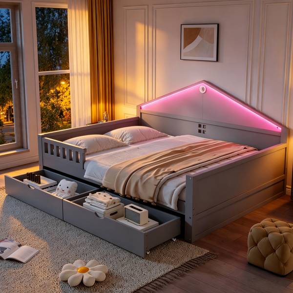 Einzelbett K-2132 Grau
