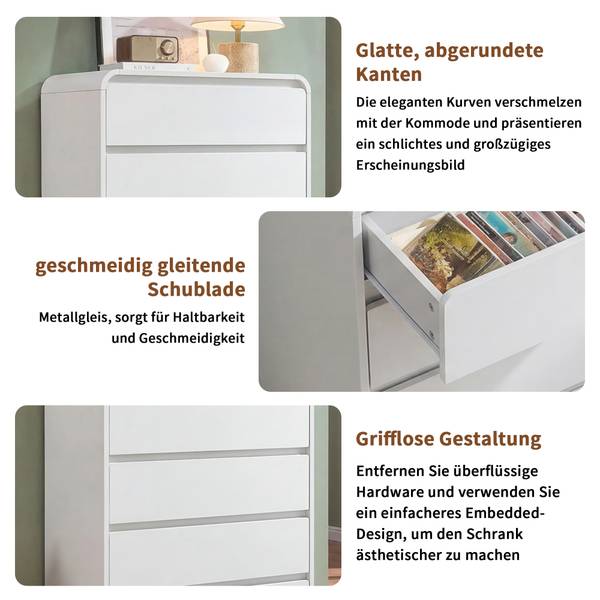 Kommode NDGY04 Weiß - Massivholz - 40 x 110 x 73 cm