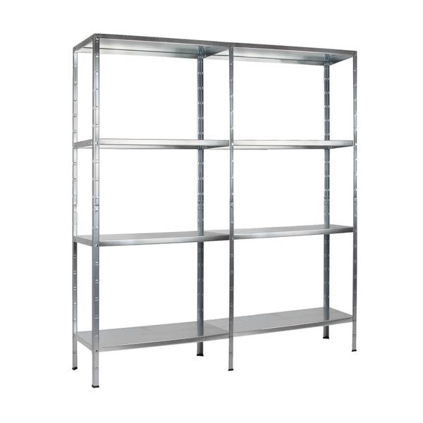 Standregal mit 2 x 4  Ebenen Silber - Stahl - 80 x 180 x 40 cm
