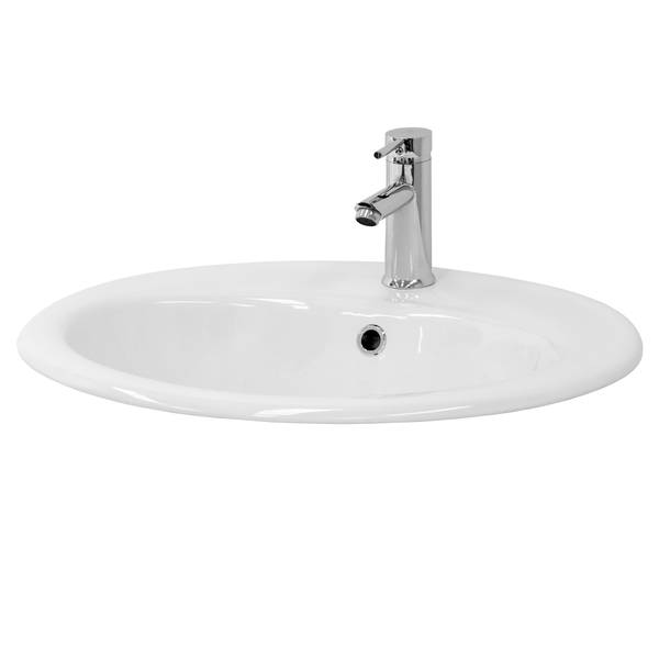 Waschbecken oval 57x48,5x19,5 cm Weiß Weiß - Samt - 49 x 195 x 57 cm