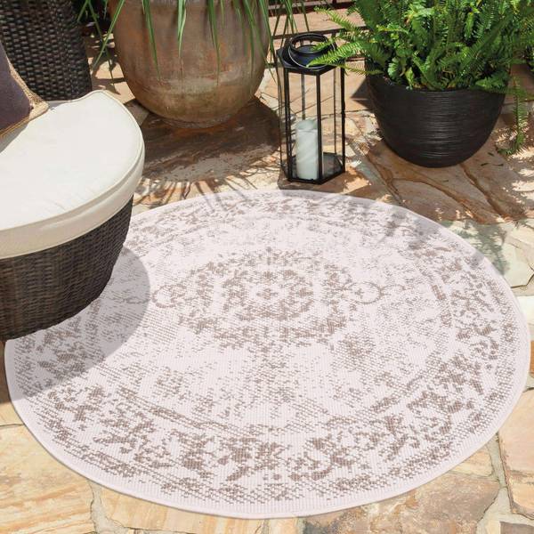 Outdoor-Teppich DuoRug Beige - Textil - 160 x 1 x 160 cm
