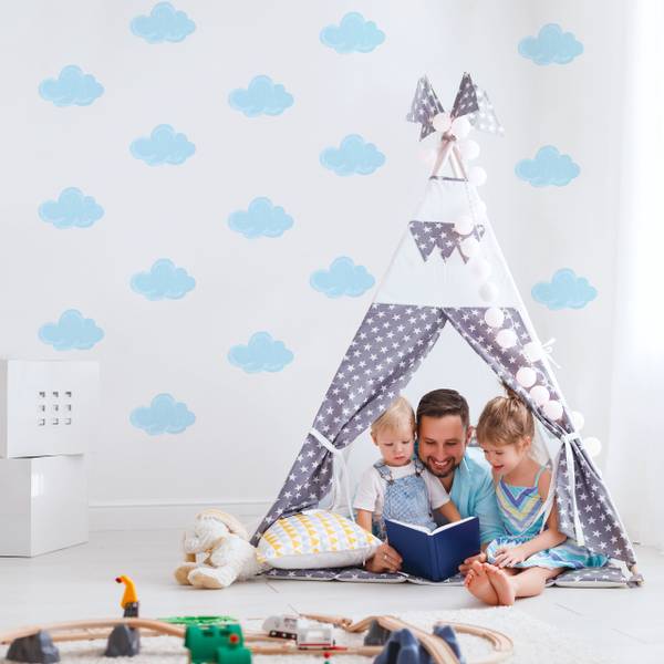 Wandtattoos WOLKEN 20‑er Set Blau - 60 x 30 x 30 cm