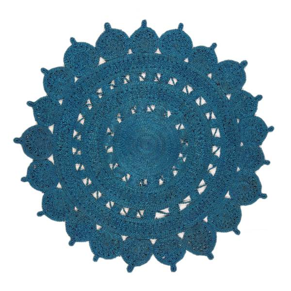 Tapis rond jute style berbère JADE Bleu