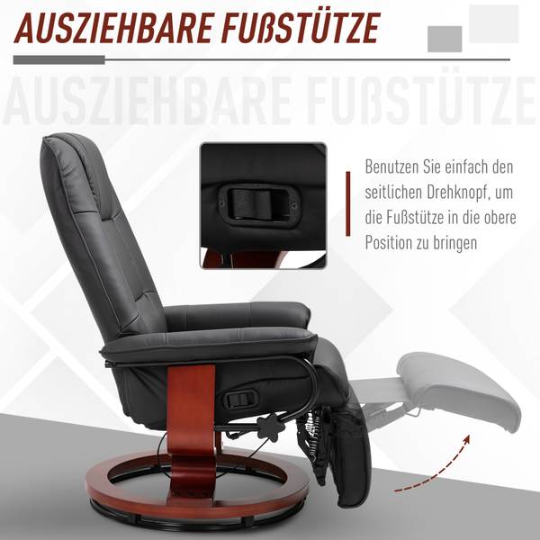 Relaxsessel mit rundem Holzfuß 833-621 Esche Schwarz Dekor - Schwarz