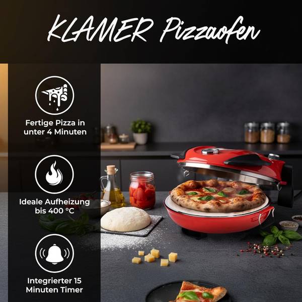 Pizzaofen 1200 Rot - Metall - 36 x 19 x 35 cm