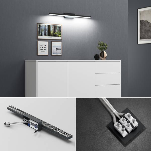 Wandleuchte Leuchtschein Schwarz - Flammenanzahl: 70