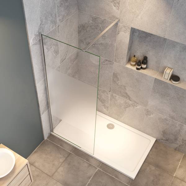 Milchglas Streifen Duschwand Walk-In Grau - Sicherheitsglas - 80 x 200 x 1 cm