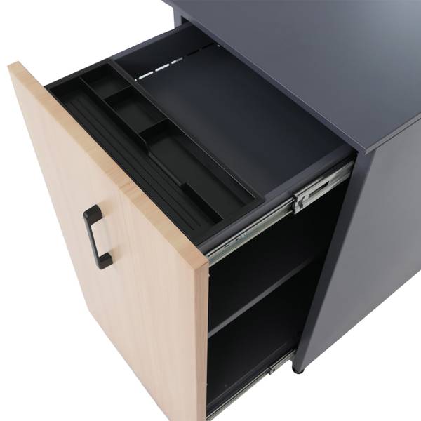 Aktenschrank Q27 Beige - Braun - Dunkelgrau - Grau