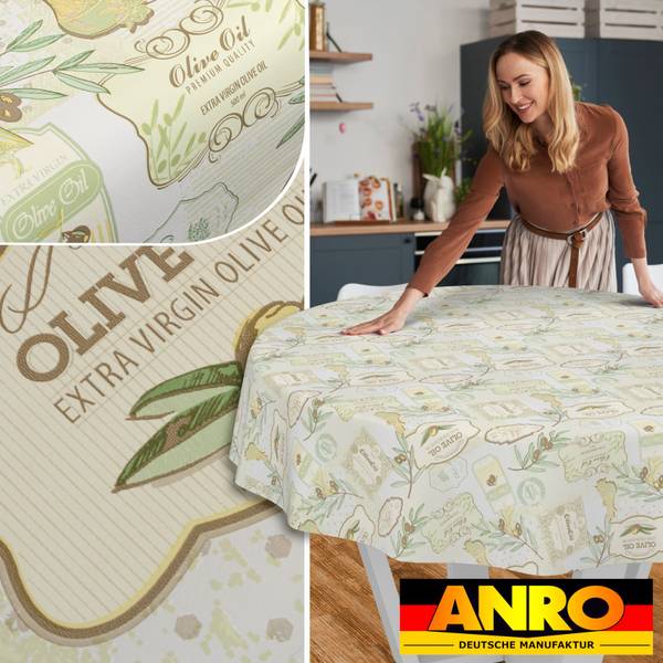 Wachstuchtischdecke Landhaus Oliven 120 x 120 cm