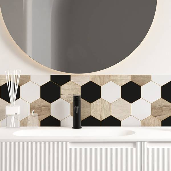 2 Wandpaneel Badezimmer-MIX HEXA Beige - Polyester PVC - 70 x 30 x 70 cm