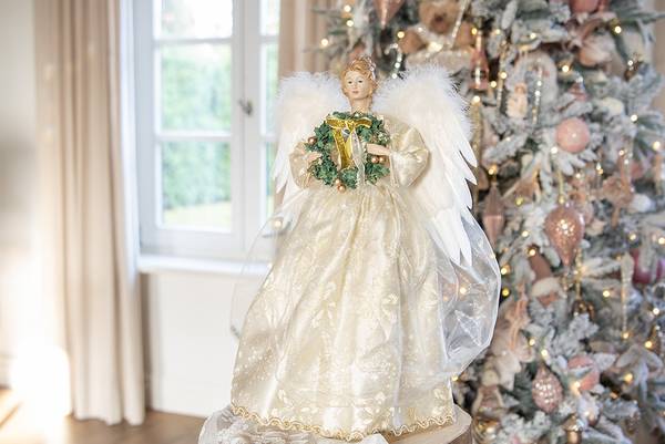 Kerstdecoratie Engel Xmas&Henry wit - kunststof - 16 x 46 x 28 cm